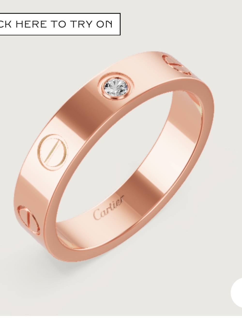 Cartier Rose Gold Love Ring with Single Diamond